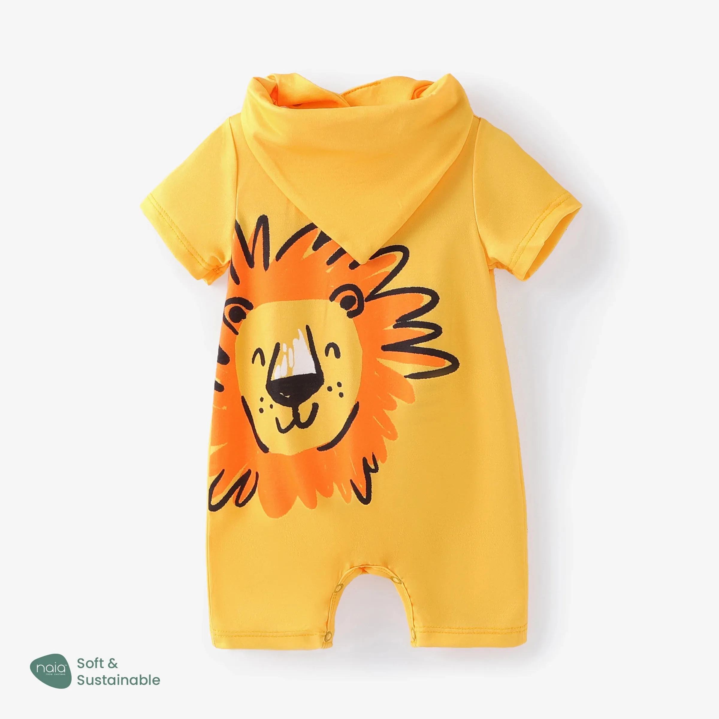 Naia Lion Print Romper and Bib Set