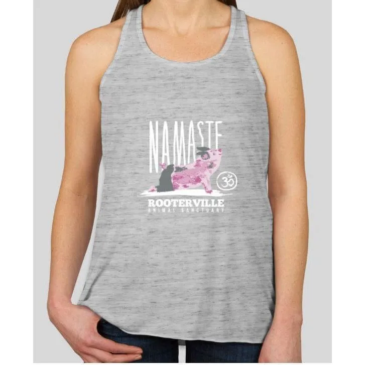 Namaste Rooterville Piggy Yoga Ladies Tank with Pig in Pose*