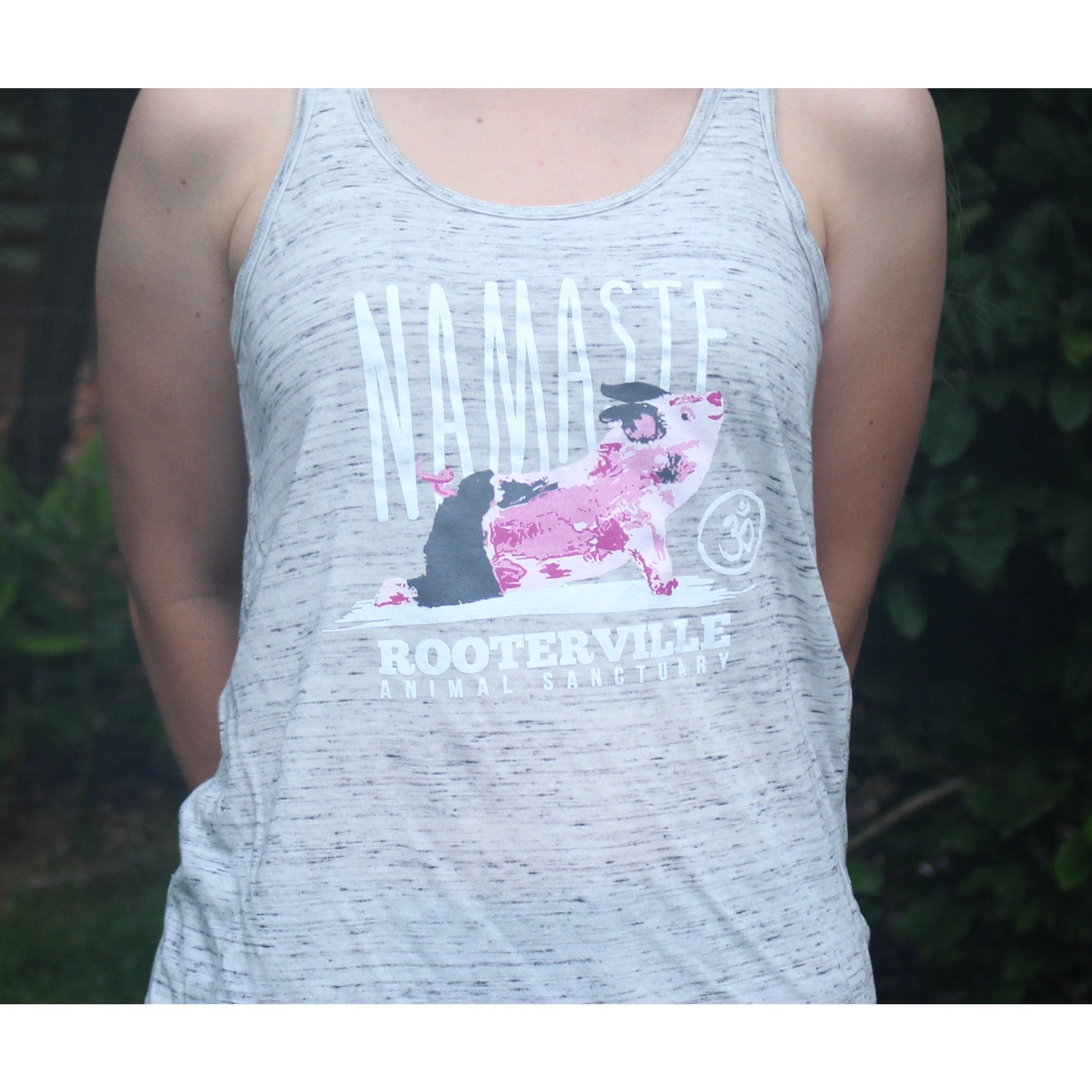 Namaste Rooterville Piggy Yoga Ladies Tank with Pig in Pose*