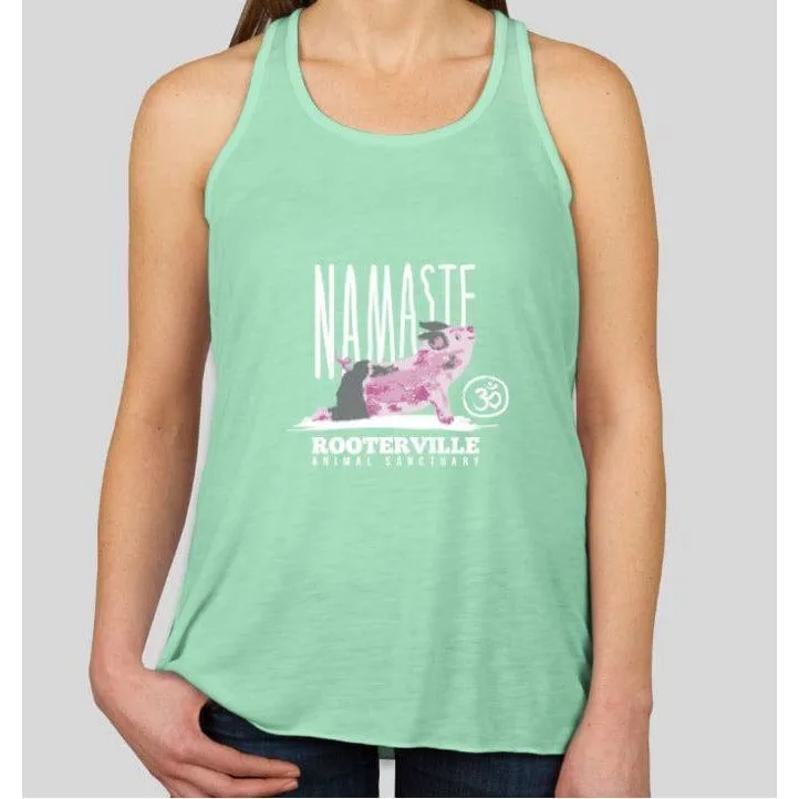 Namaste Rooterville Piggy Yoga Ladies Tank with Pig in Pose*