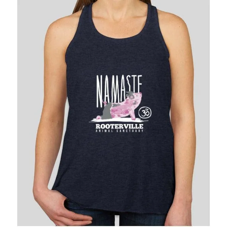 Namaste Rooterville Piggy Yoga Ladies Tank with Pig in Pose*