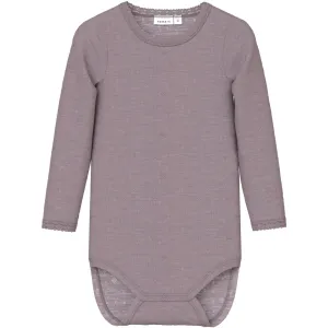 Name It Purple Dove Wang Wool Needle Bodysuit Ls Solid Noos