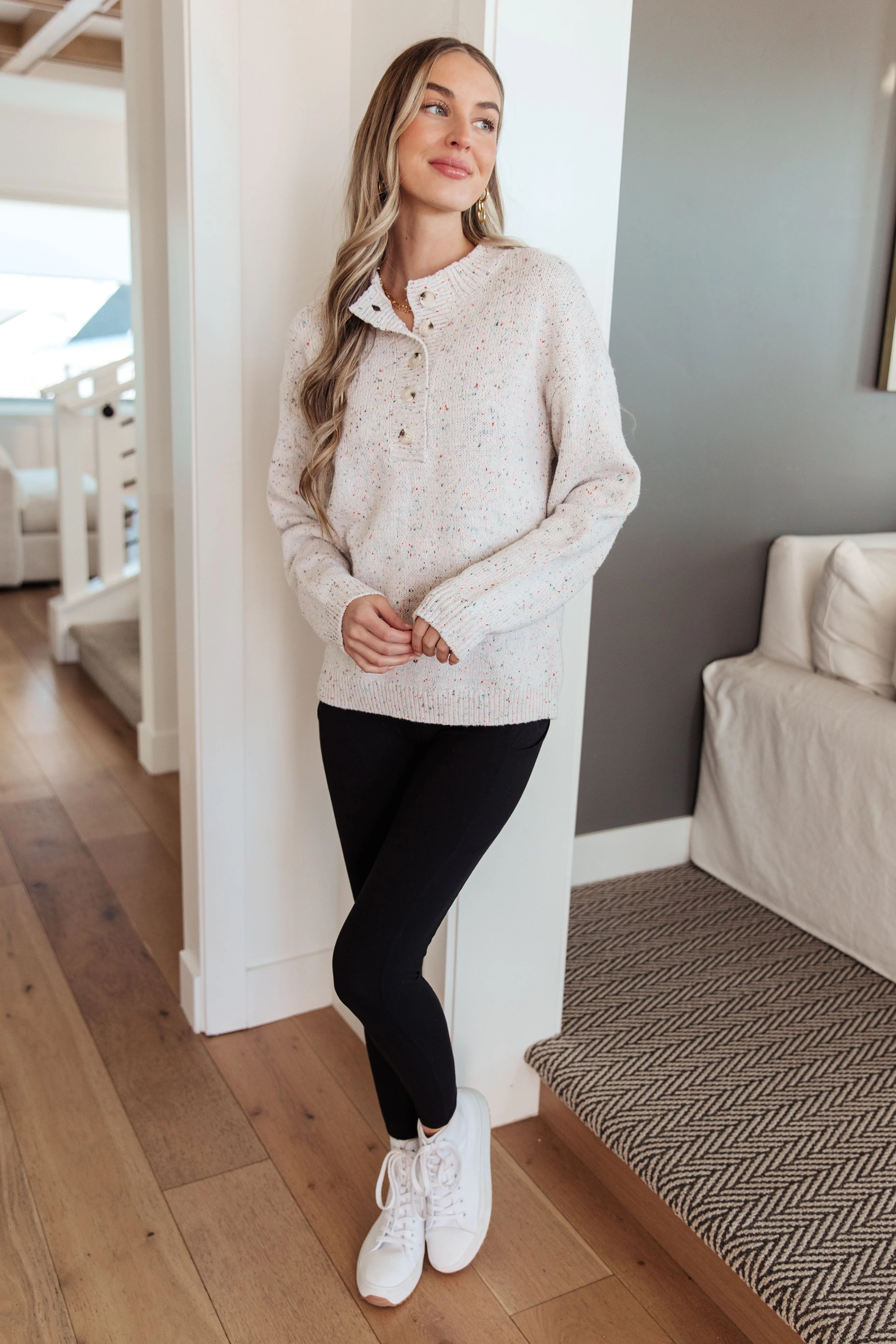 Nanci Henley Flecked Sweater