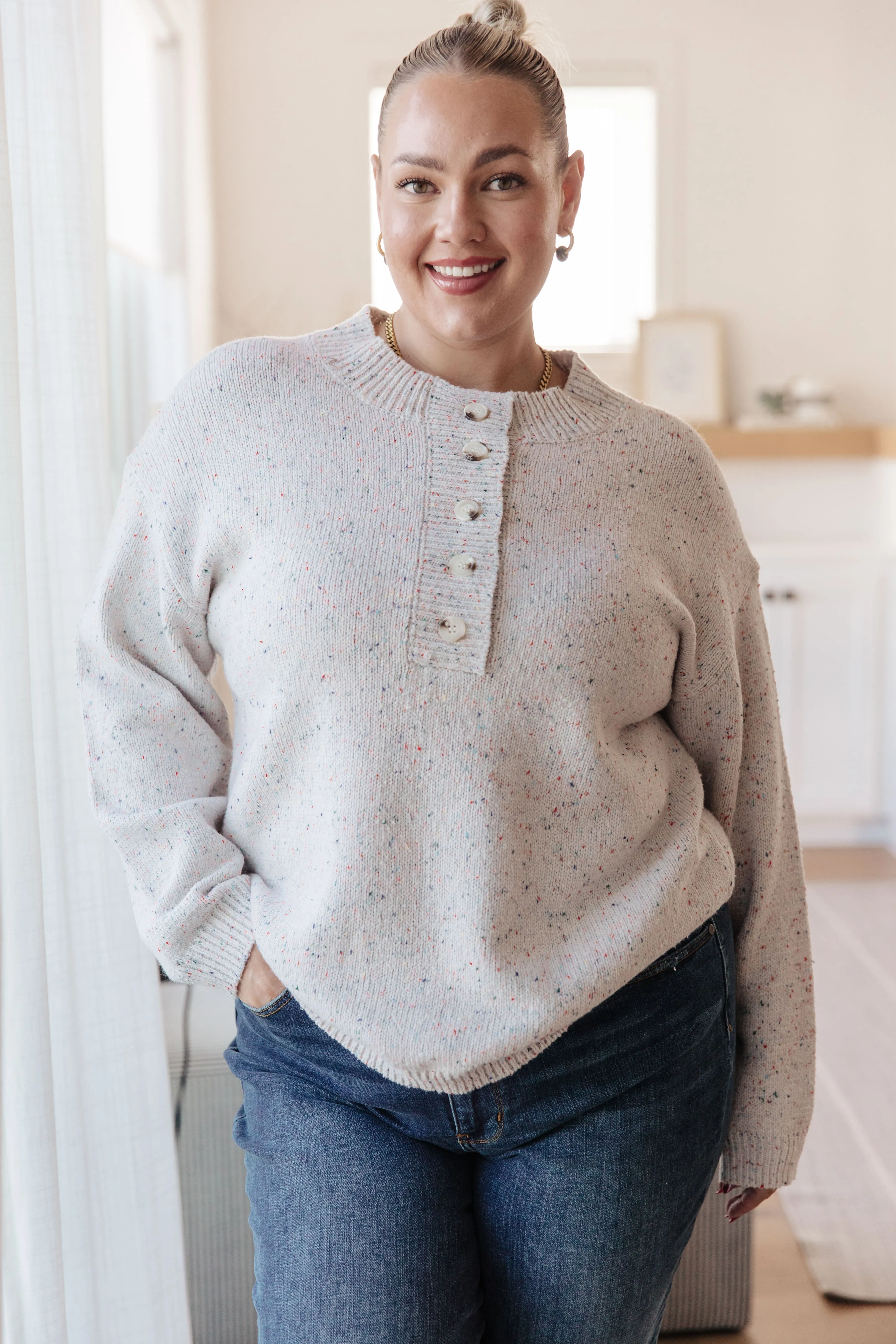 Nanci Henley Flecked Sweater