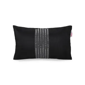 Nancy Modern Fabric Throw Pillow Cover, Black