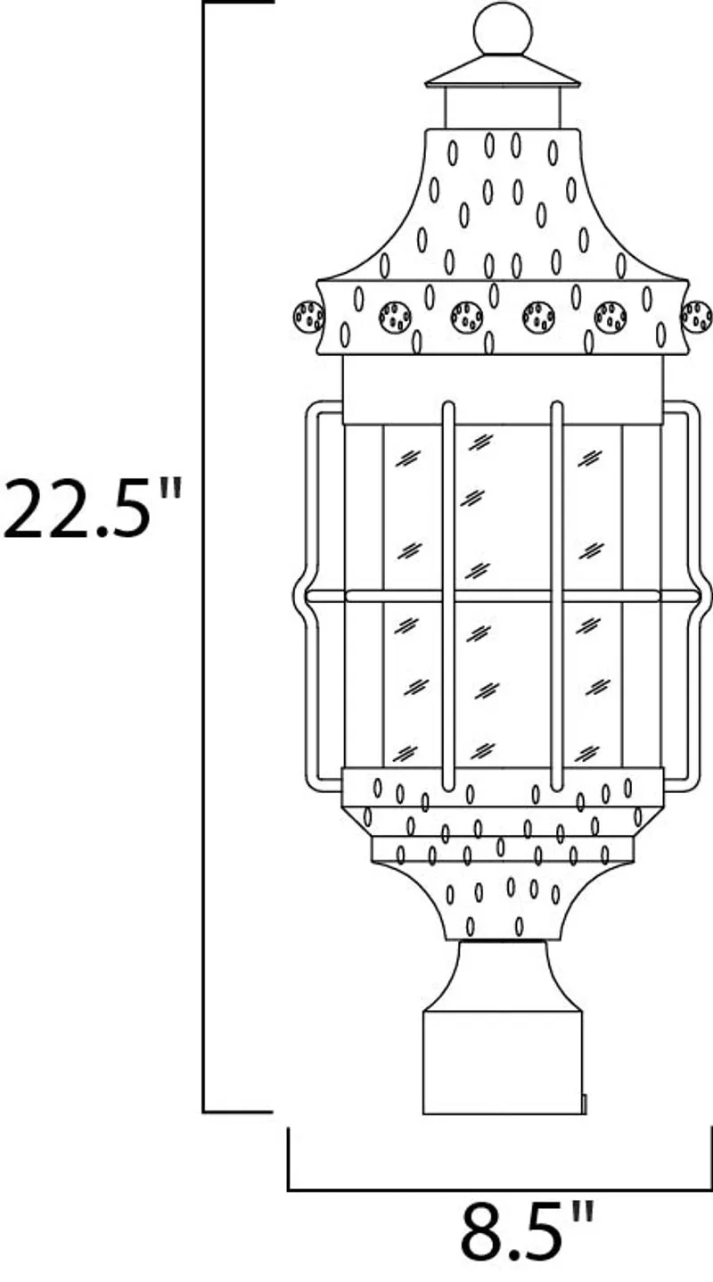 Nantucket 22.5" 3 Light Outdoor Post Mount in Country Forge