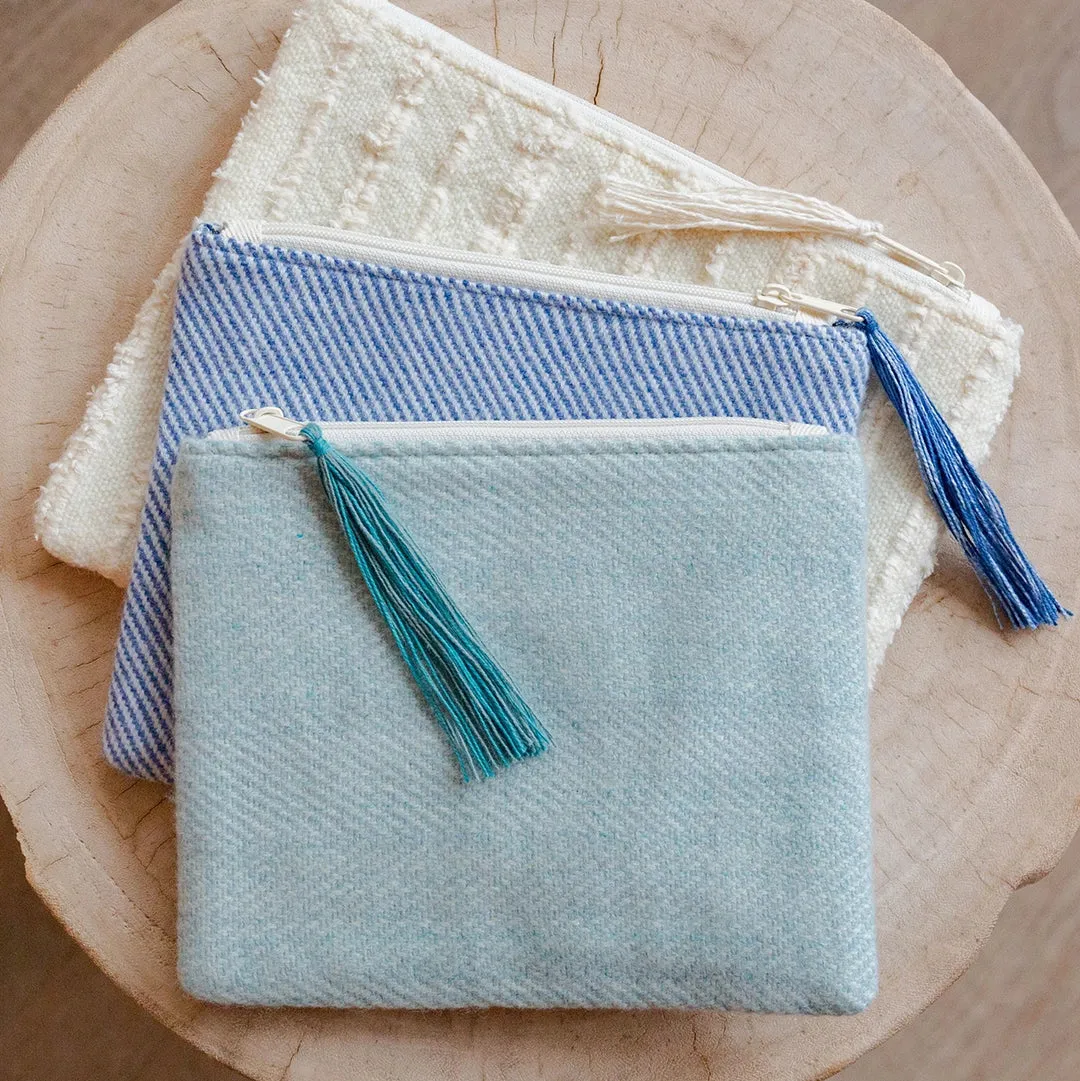 Nantucket Looms Heirloom Blue Twill Cashmere Fabric Clutch