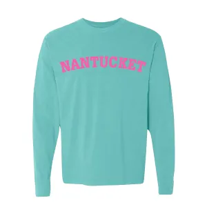 Nantucket Madaket Mint Long Sleeve Tee Shirt (Mint, Pink)