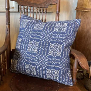 Nantucket Navy and Tan Woven Pillow 20" Filled