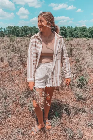 Nantucket Striped Button Down Top