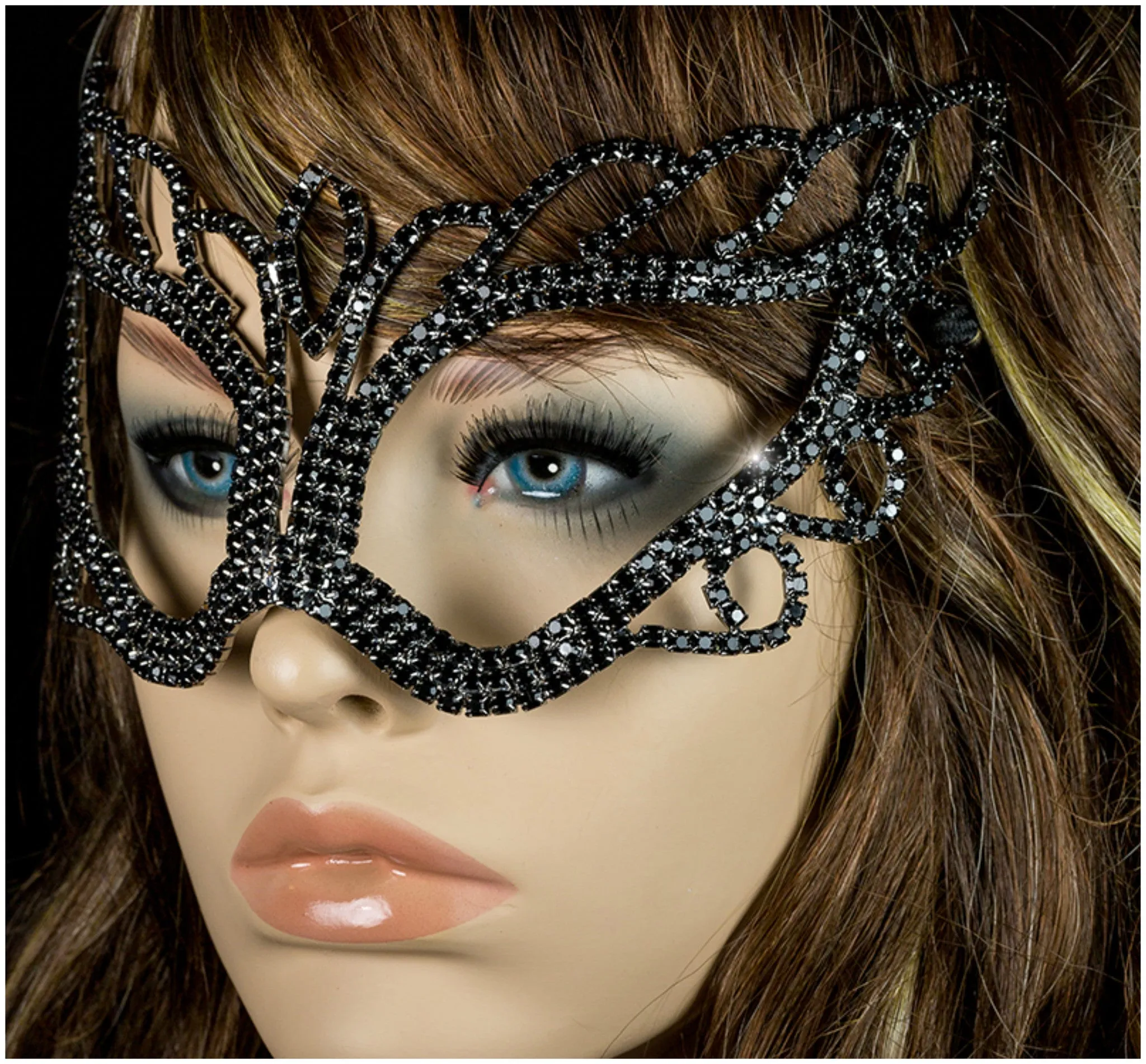 Naomi Black Passion Masquerade Mask | Crystal | Black