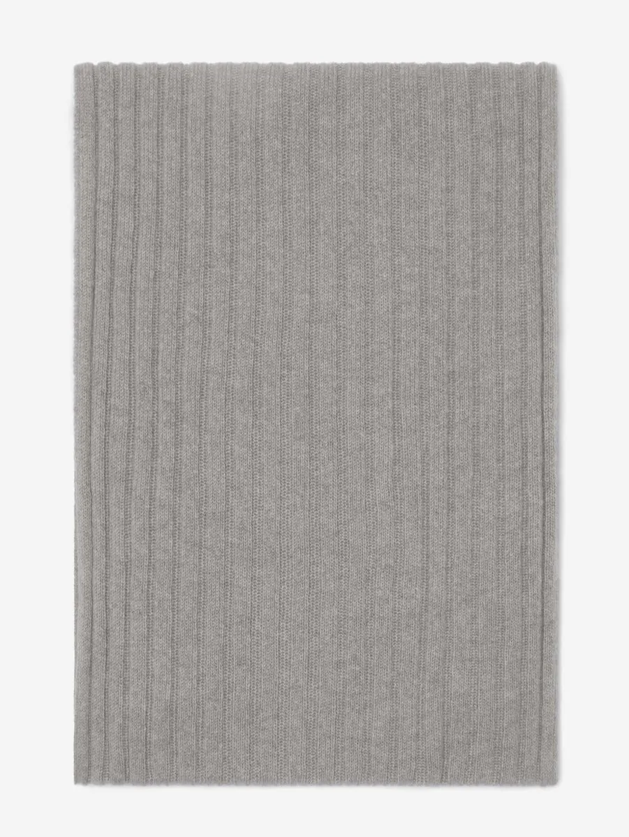 Napoli (light grey) - 100% cashmere ribbed scarf (unisex)