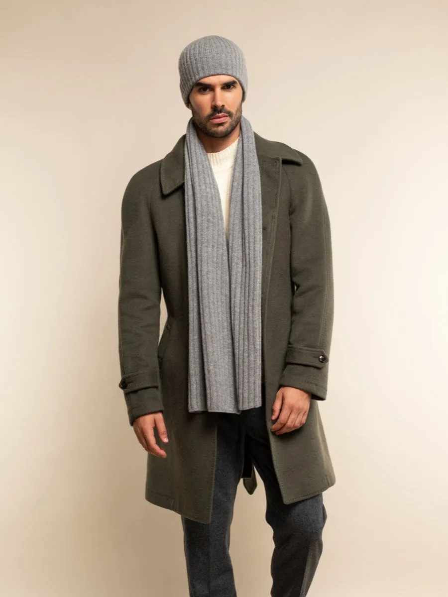 Napoli (light grey) - 100% cashmere ribbed scarf (unisex)