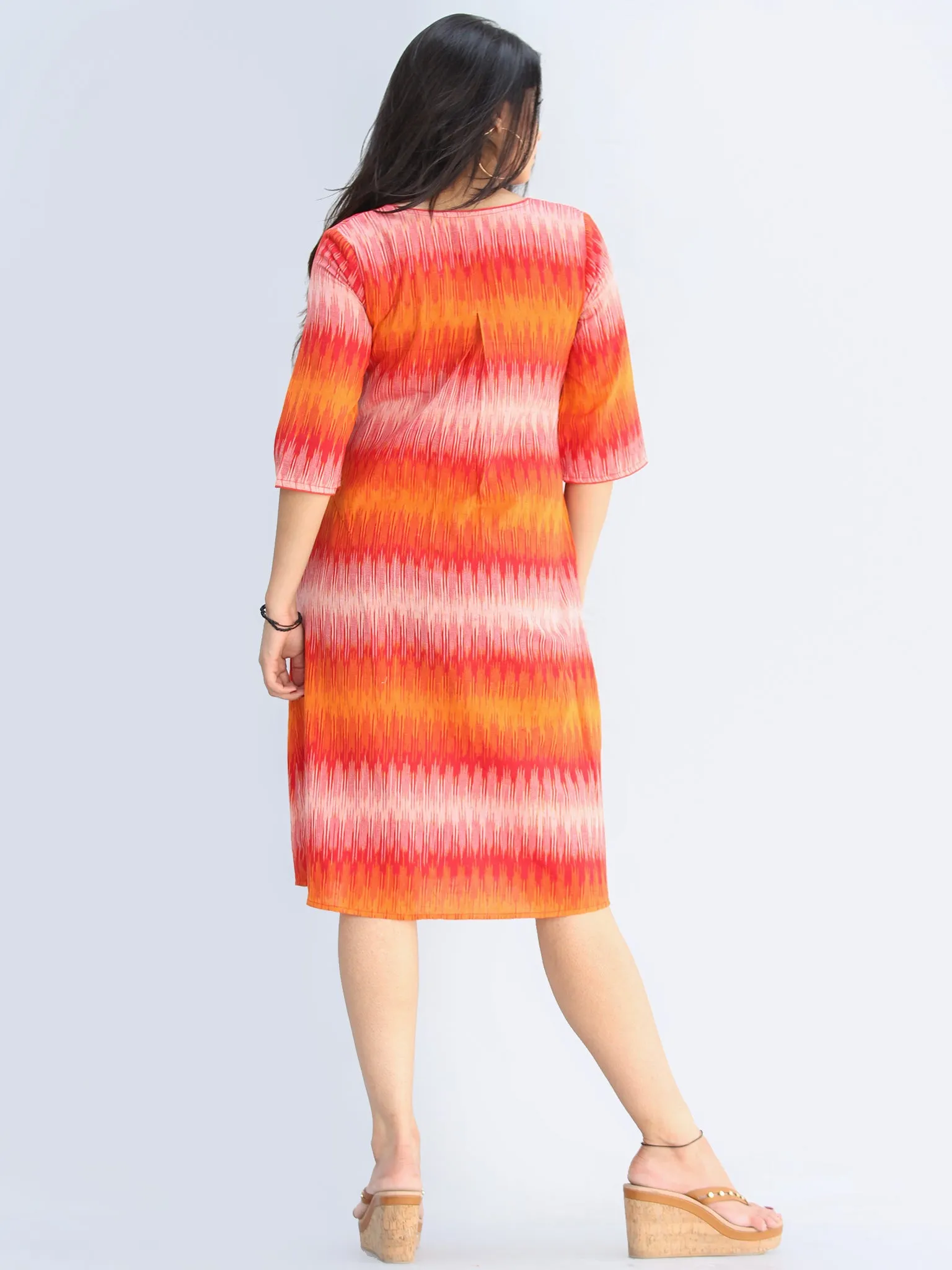 Nareena - Handwoven Ikat Cotton Midi Dress - D422F1454