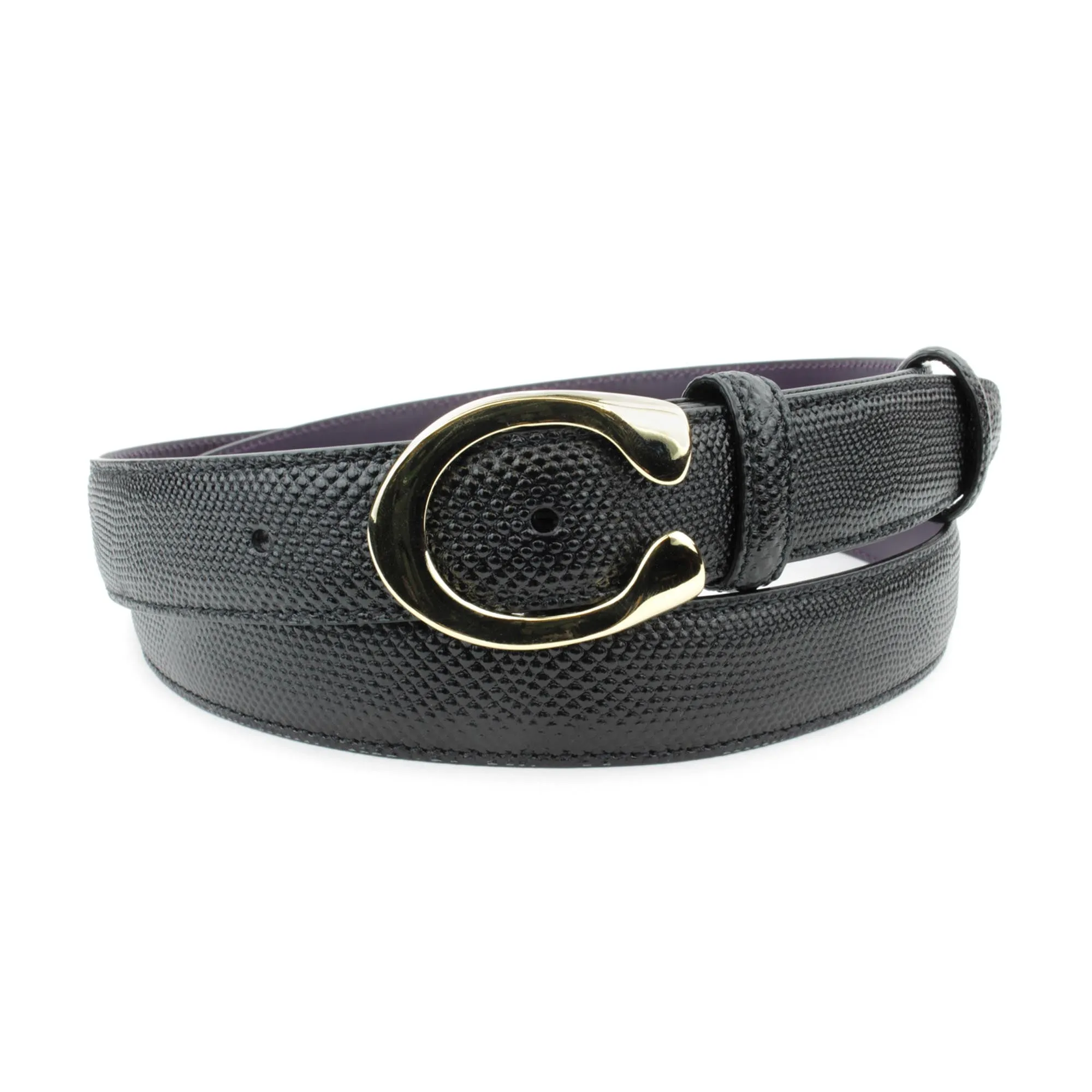 Narrow Black Carung Texture Pale Gold C Belt