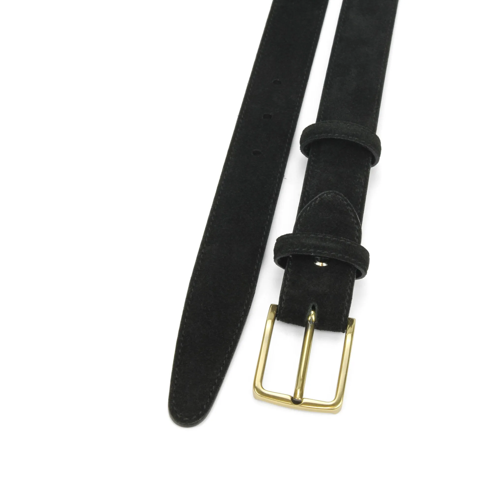 Narrow Black Suede Belt