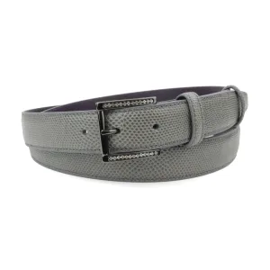 Narrow Dove Grey Carung Texture Crystal Prong Belt