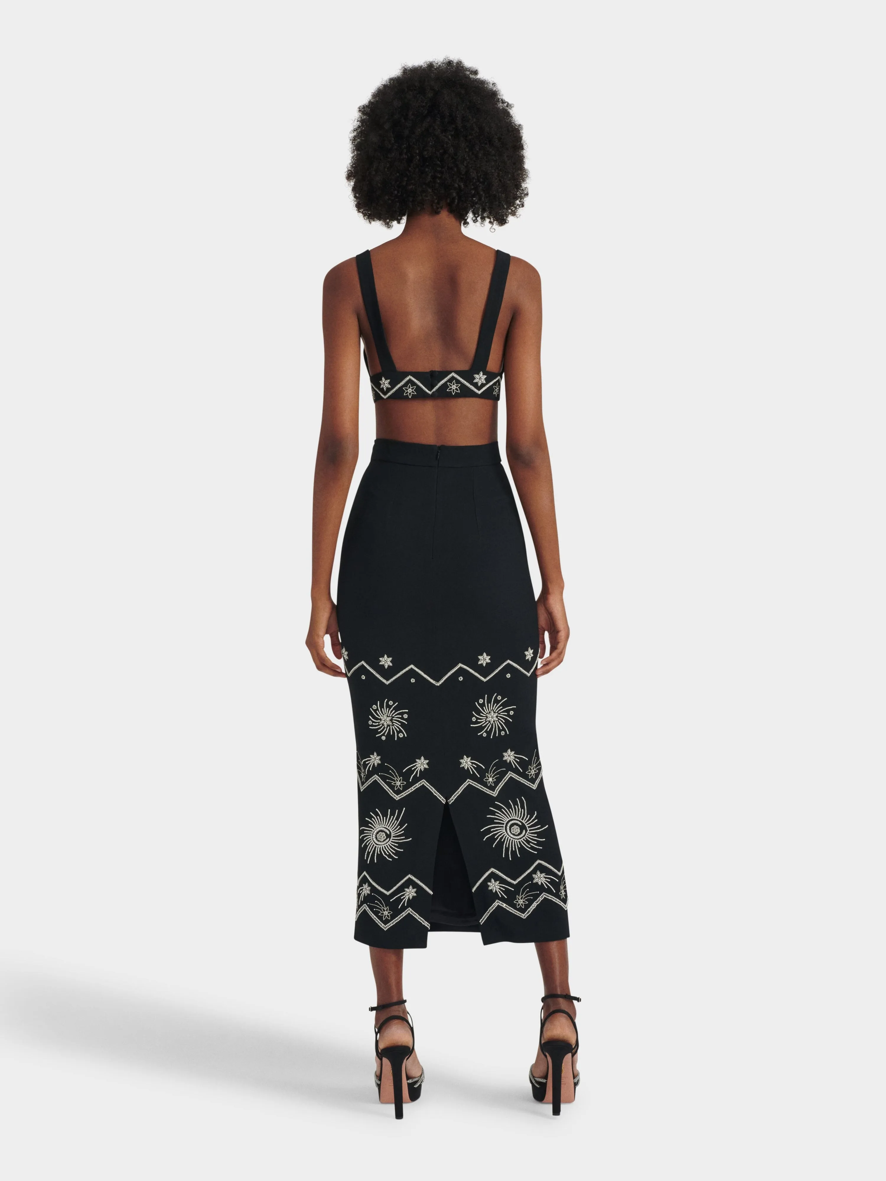 Nat Skirt in Black with Galaxy Embroidery