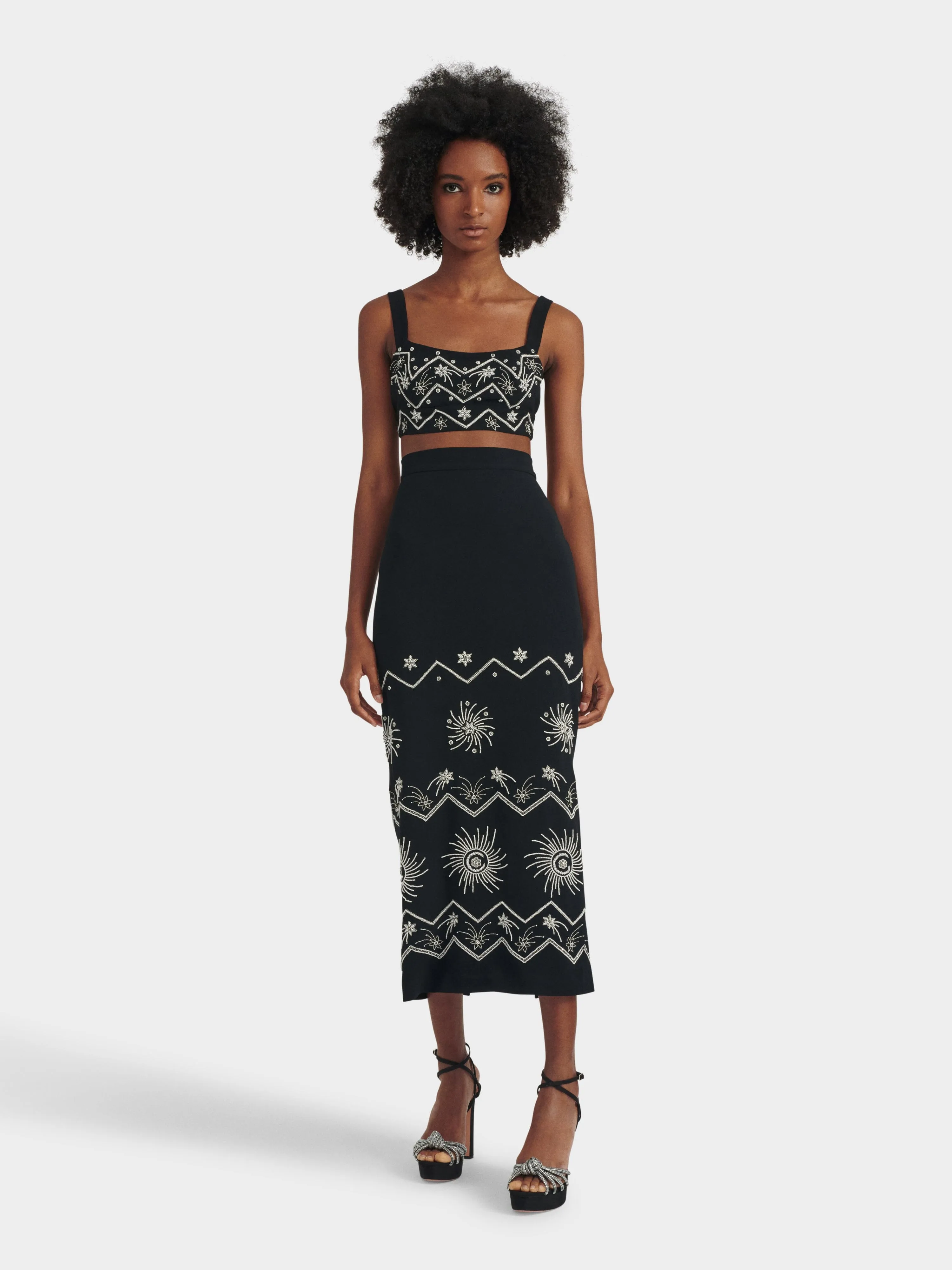 Nat Skirt in Black with Galaxy Embroidery