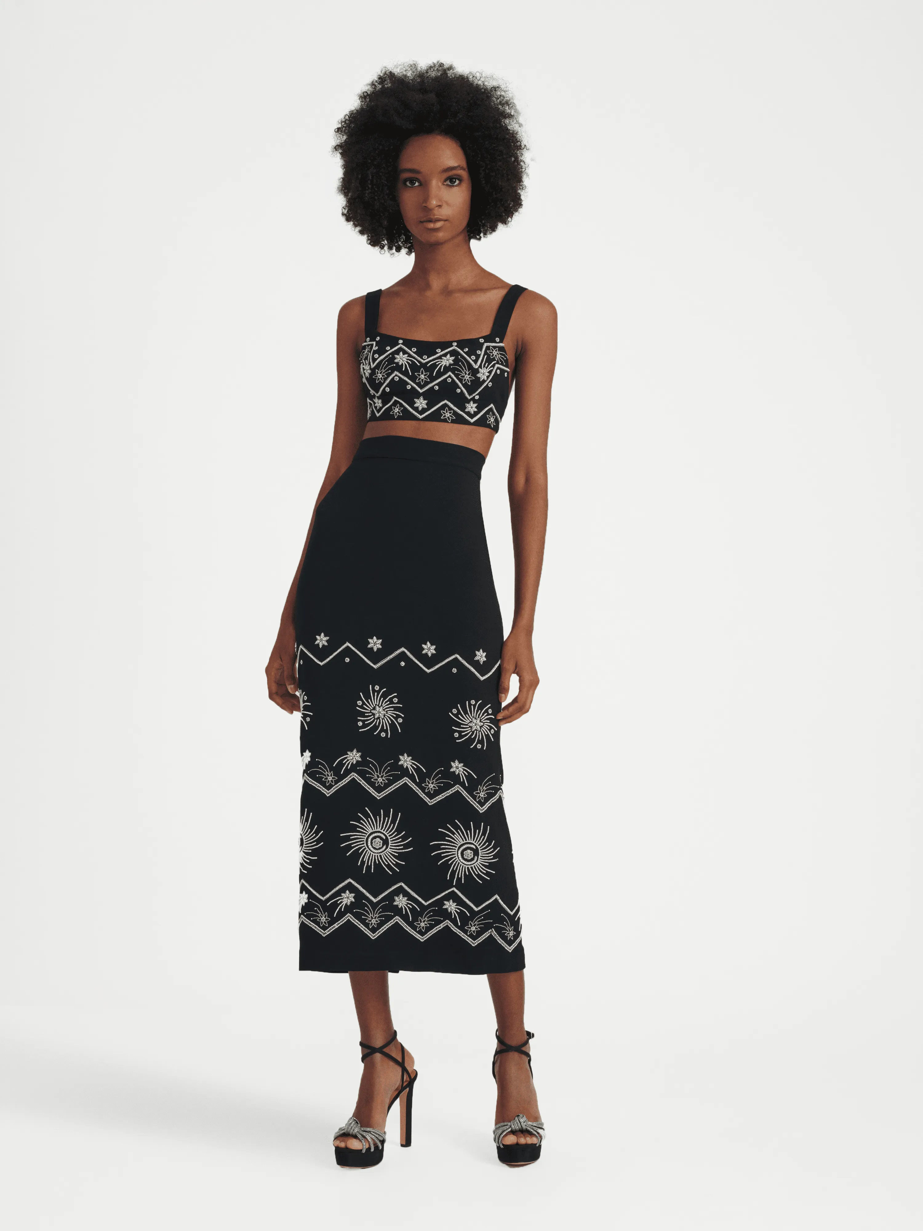 Nat Skirt in Black with Galaxy Embroidery