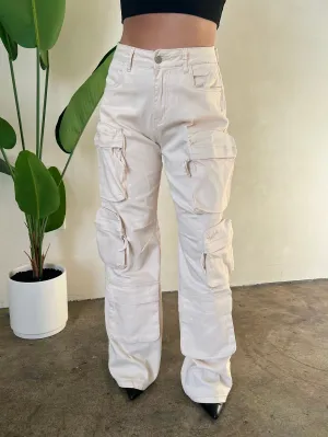 Natalia Cargo Pants (Ivory)