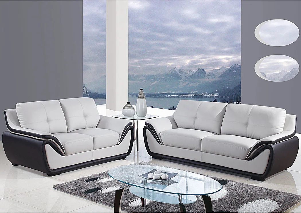 Natalie Light Grey/Black Sofa & Loveseat