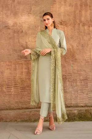 Natasha Kamal - Tea Green Embroidered 3 Piece - Isabelle