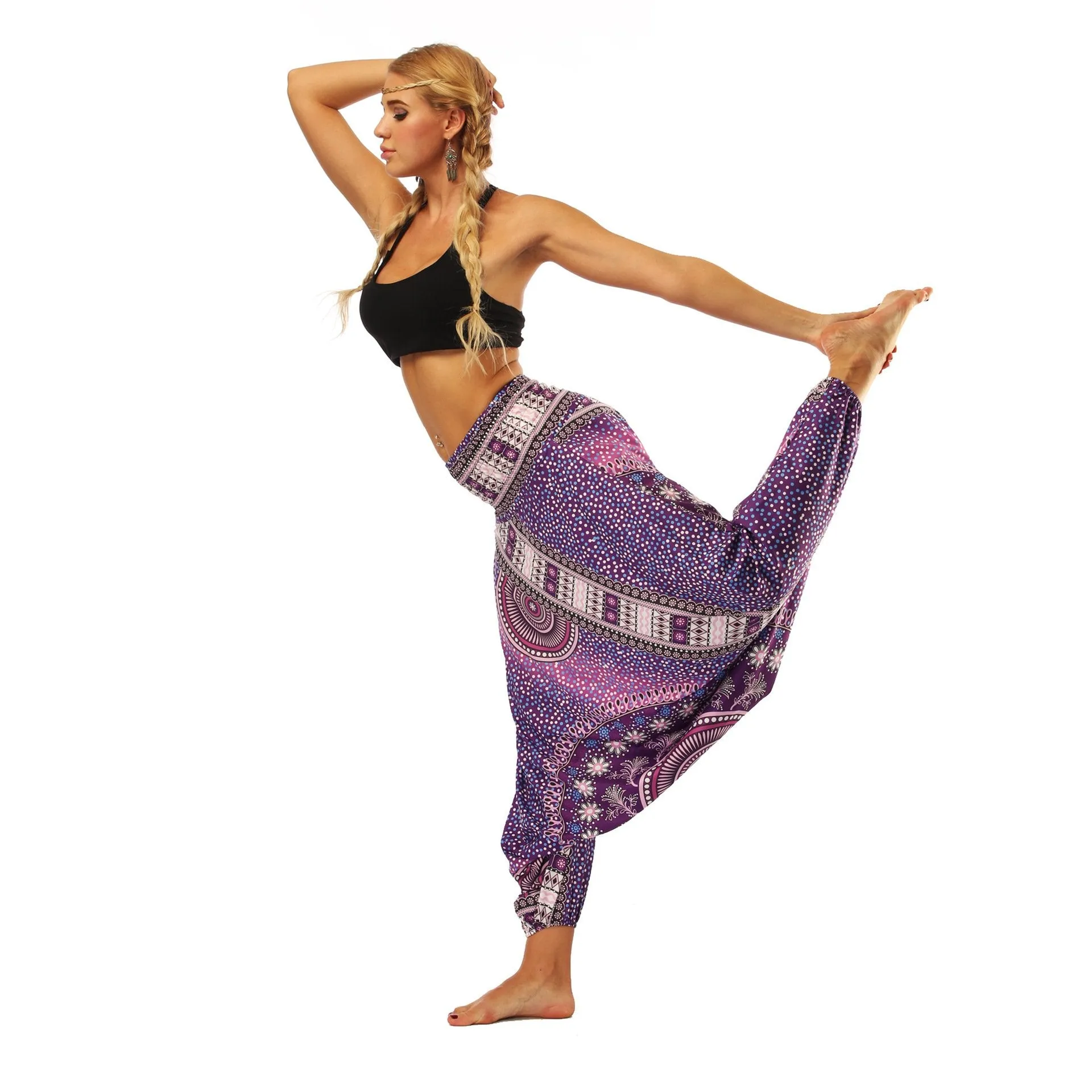 National Wind Style Digital Print Loose Women's Fitness Yoga Pants Leisure Lantern Yoga Pants