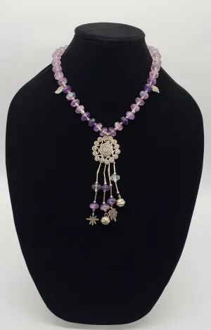 Natural Amethyst Crystal Studded Necklace ,one of a kind necklace