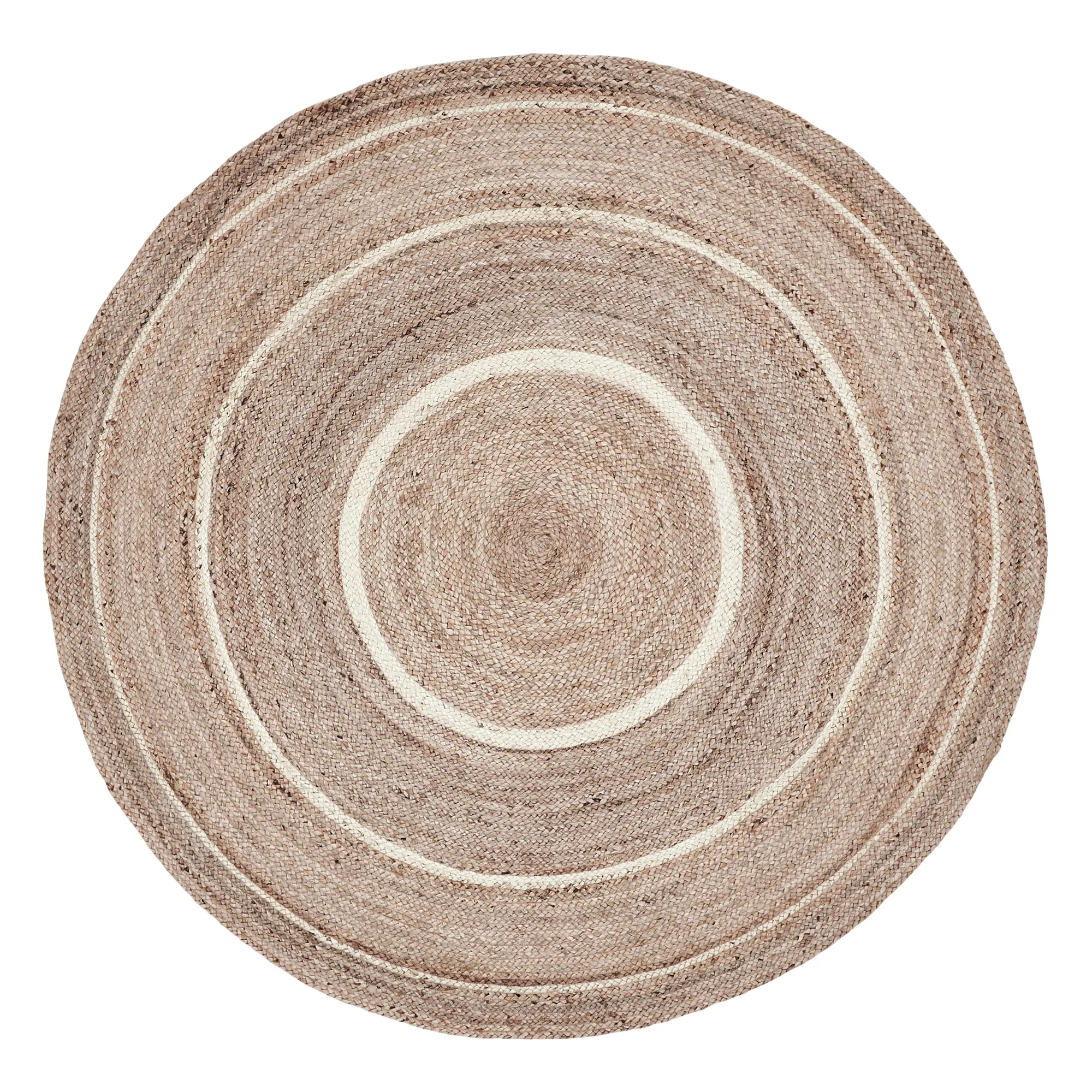 Natural & Creme Jute Rug w/ Pad 8ft Round