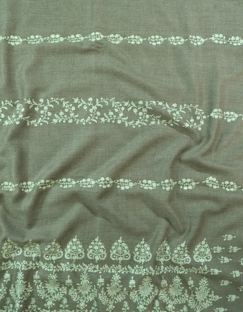 Natural BRown Embroidery Pashmina shawl 7358