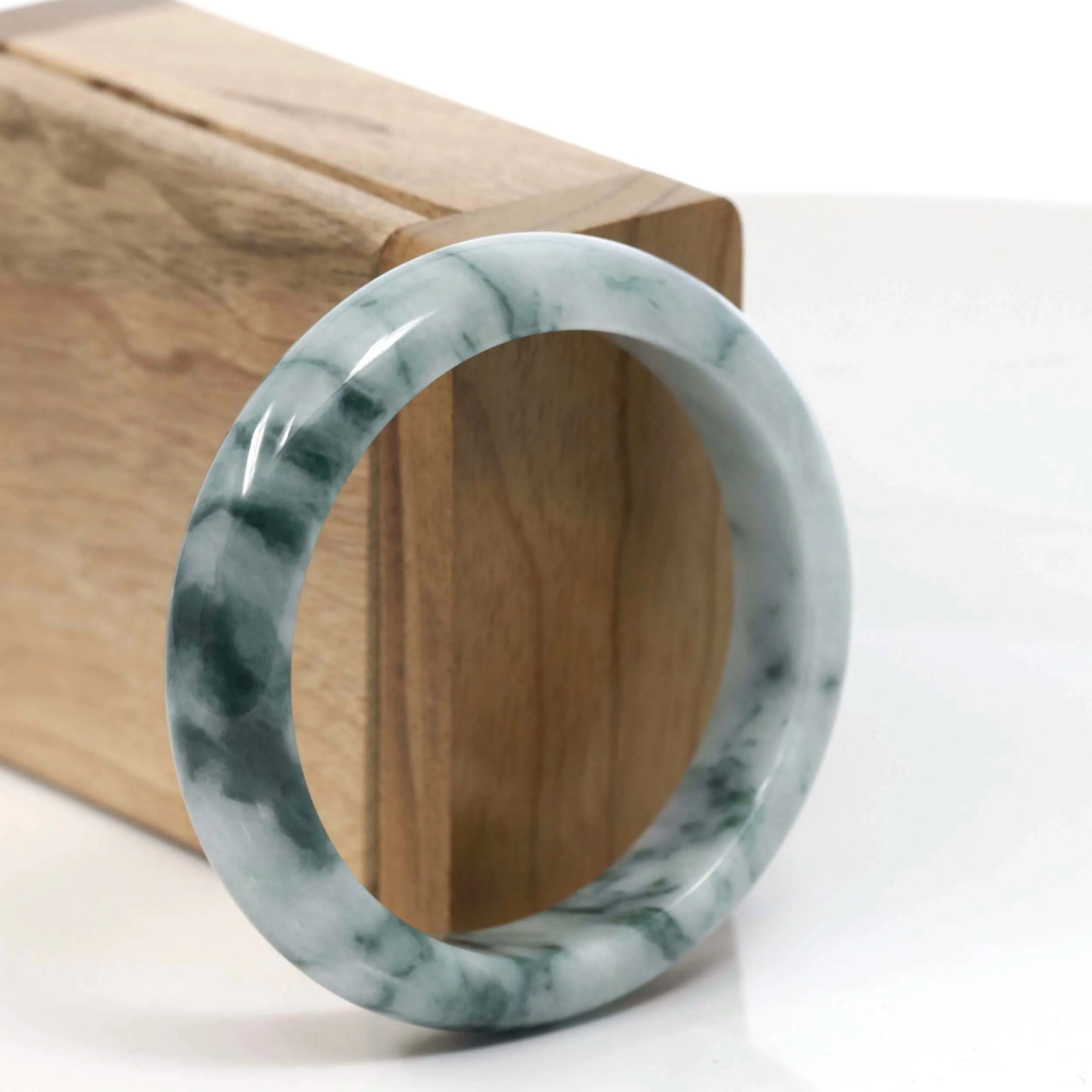 Natural Burmese Blue-green Jadeite Jade Bangle Bracelet (54.65mm)#T038