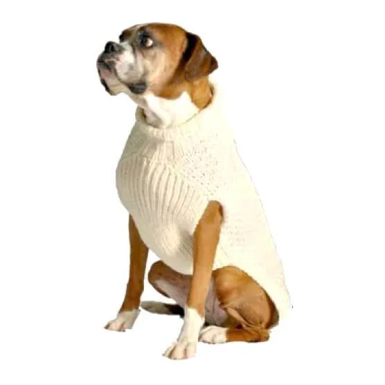 Natural Cable Wool Dog Sweater