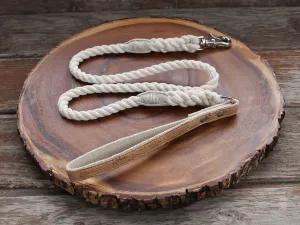 Natural Cotton Rope Dog Leash with Cork Handle