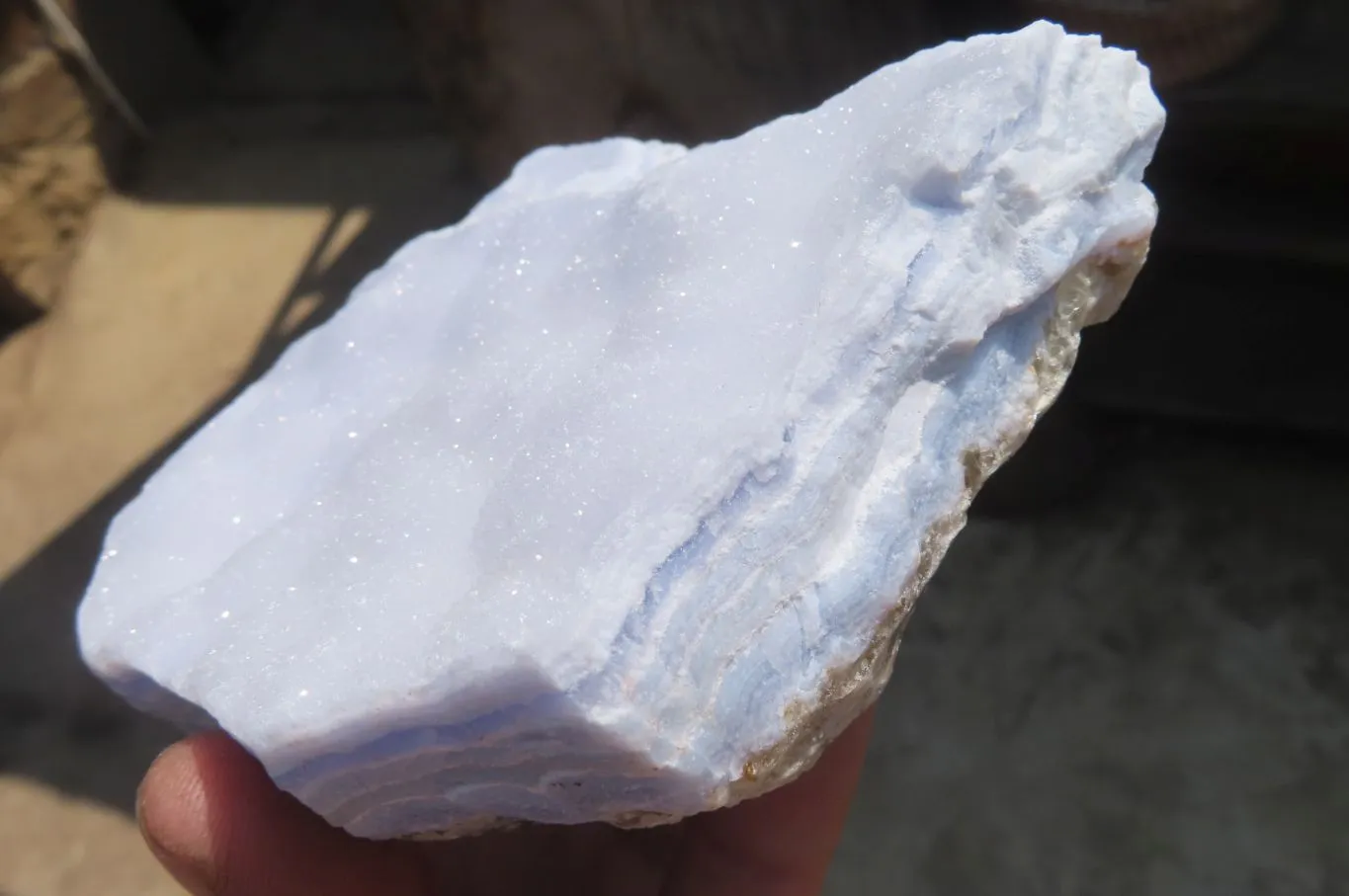 Natural Crystalline Blue Lace Agate Plates x 3 From Namibia