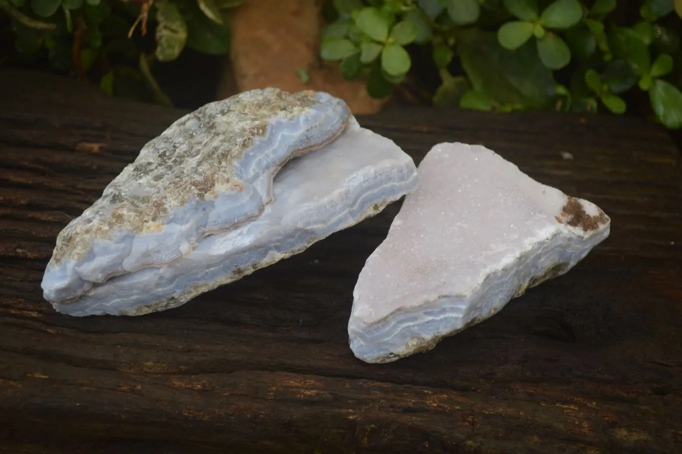 Natural Crystalline Blue Lace Agate Specimens x 2 From Namibia