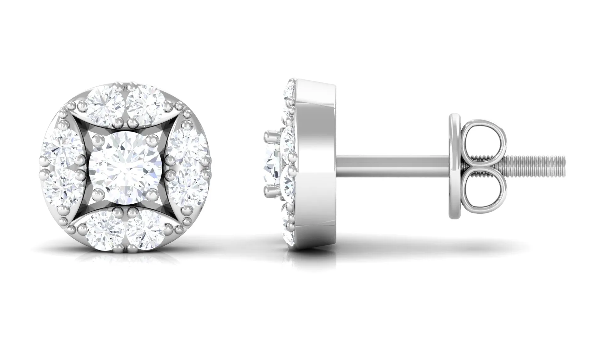 Natural Diamond Screw Back Stud Earrings