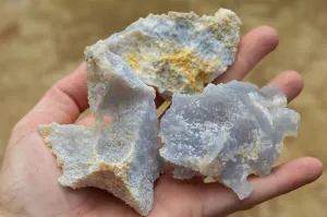 Natural Etched Blue Chalcedony Specimens  x 12 From Nsanje, Malawi