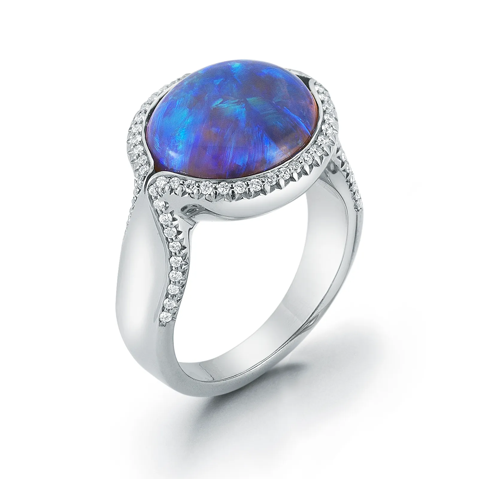 Natural Jelly Opal and Diamond Ring