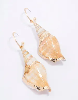 Natural Large Shell Hoop Earrings