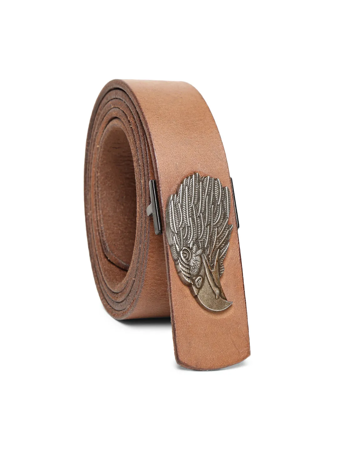 Natural Plain Belt With Eagle-shaped Metal Buckle By Art N Vintage