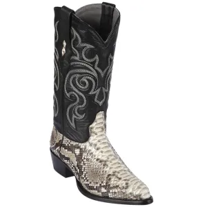 Natural Python Snakeskin J-Toe Cowboy Boots