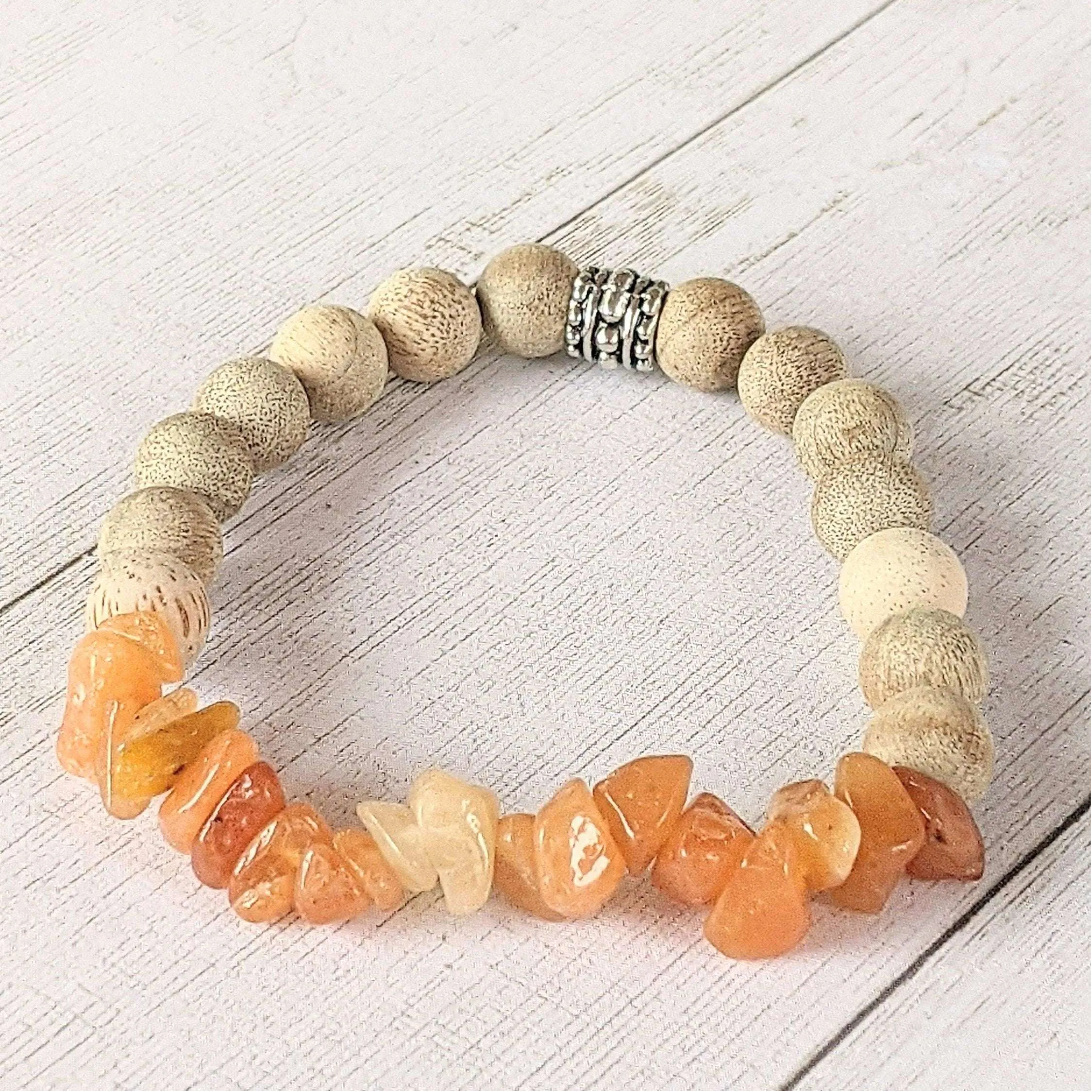 Natural Red Adventurine Gemstone Chip Diffuser Bracelet- Luck & Prosperity Bracelet