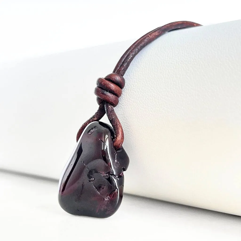 Natural Red Garnet Pendant Necklace OOAK - Passionate Elegance