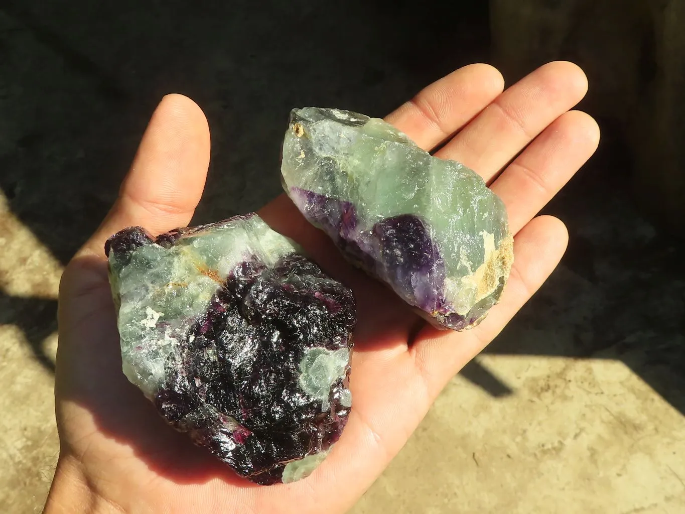 Natural Rough Watermelon Fluorite Cobbed Specimens  x 14 From Uis, Namibia