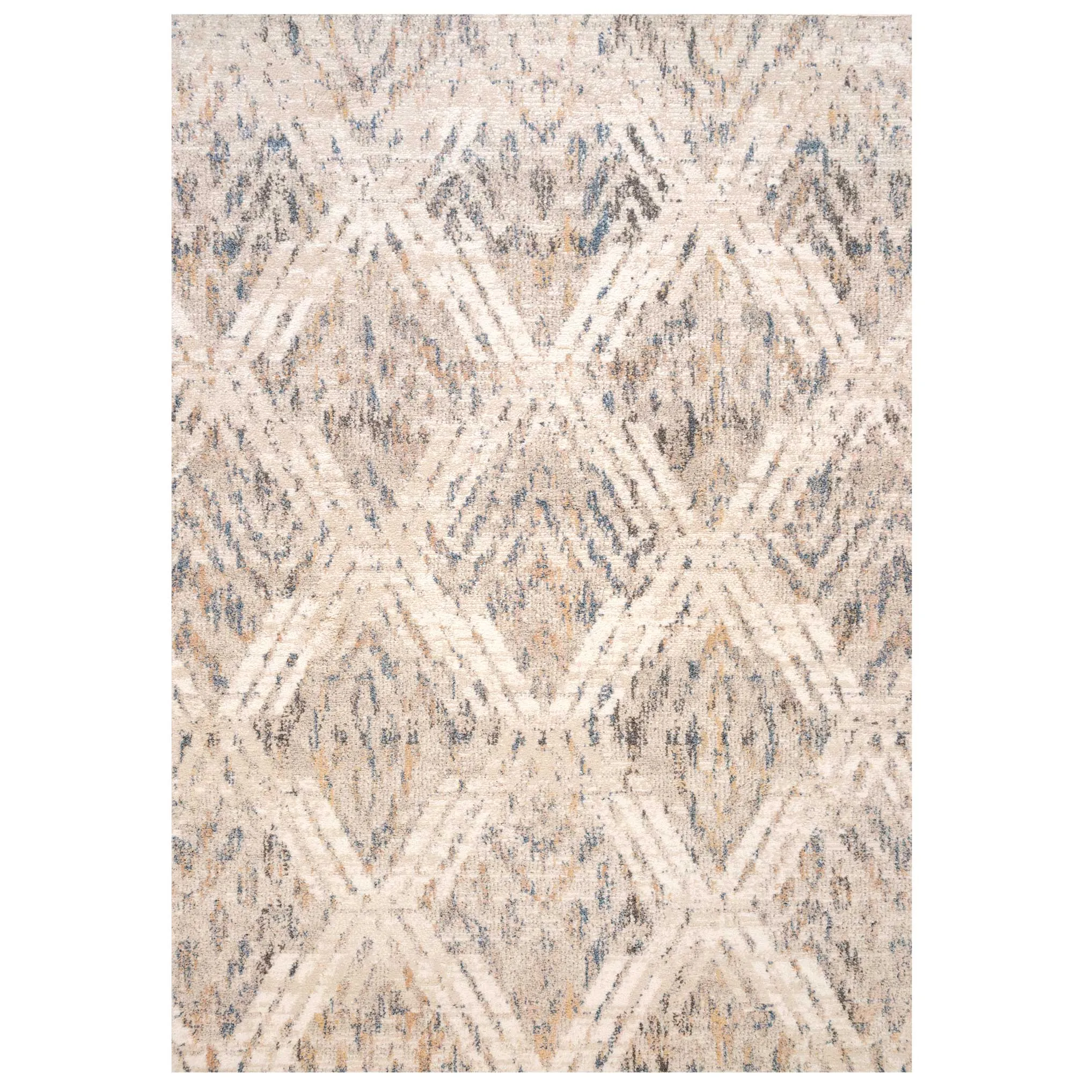 Natural Toned Diamond Living Room Rug - Warner