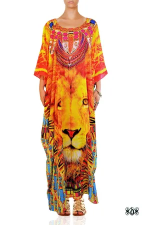 NATURE MORTE The Majestic Yellow Devarshy Animal Print Long Kaftan - 1092A