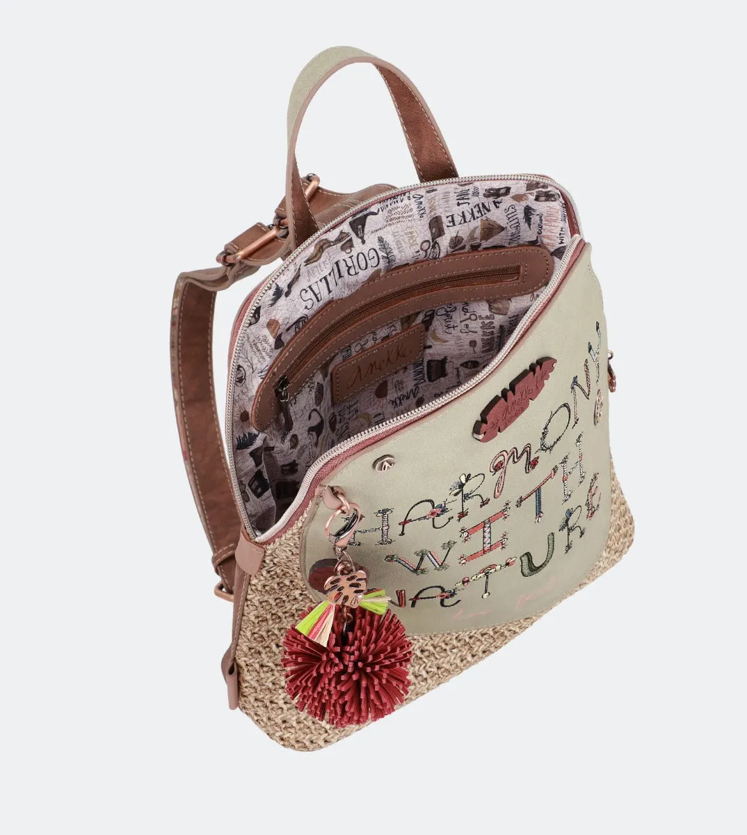 Nature raffia backpack