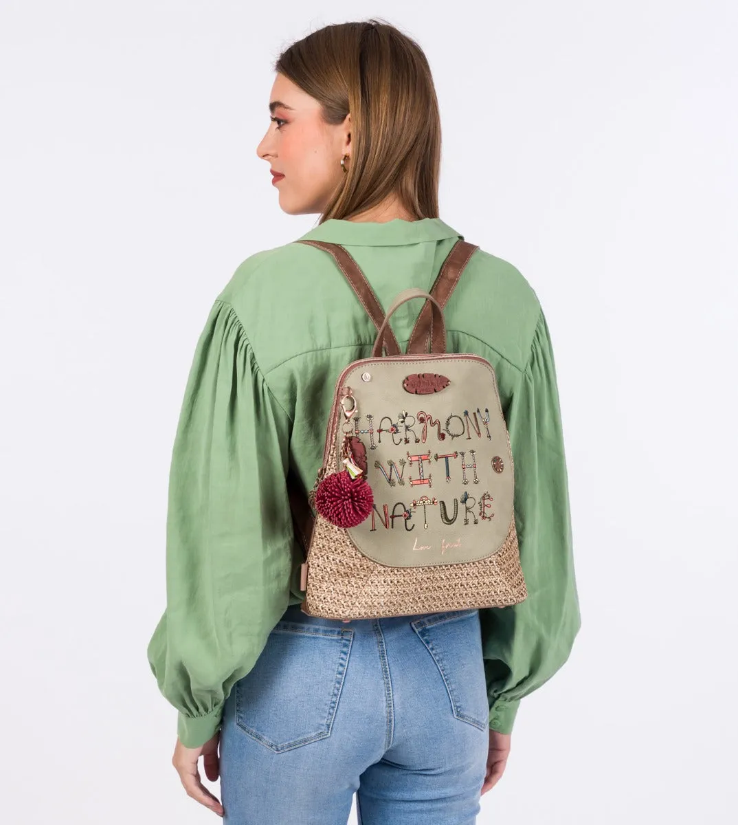 Nature raffia backpack