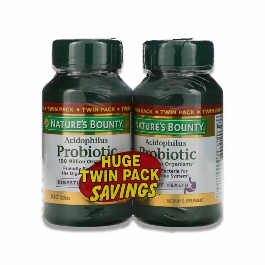 Nature's Bounty - Acidophilus Probiotic Twin Pack - 100 Tablets Each